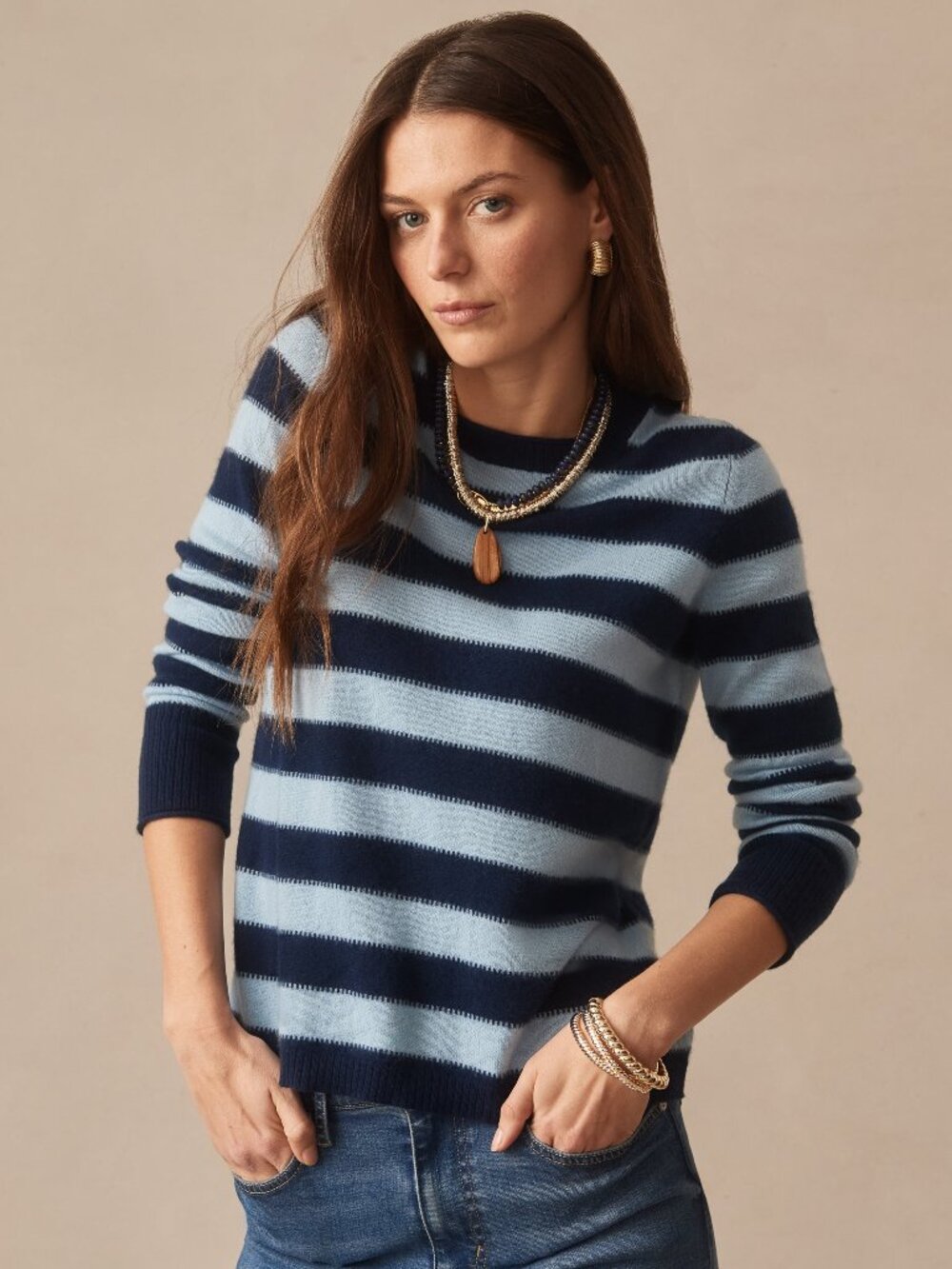 J McLaughlin Ruby Cashmere Sweater in Stripe NEW